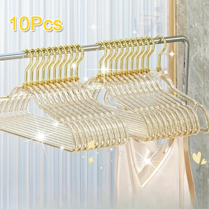 10Pcs Transparent Clothes Hanger, Home Clothes Hanger, No Marks, Anti Slip Clothes Hanger, Clothes Drying Support