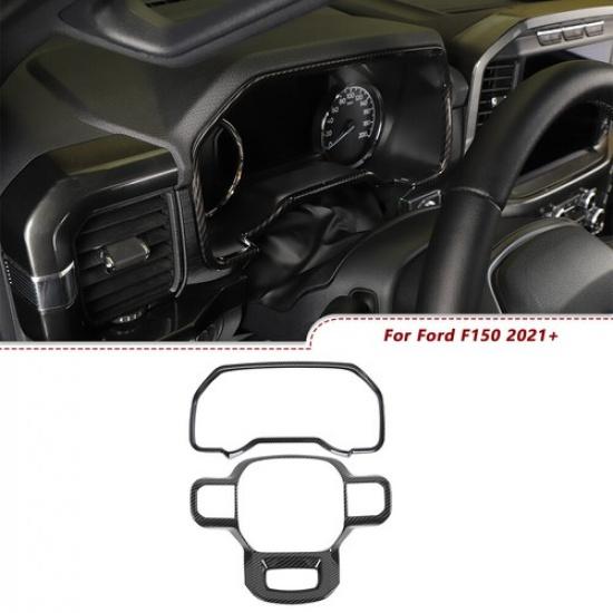 Steering Wheel & Dashboard Cover Trim Frame For Ford F150 2021-2023 Carbon Fiber