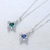 Fashion Jewelry Blue/Green Simulated Gemstone 925 Sterling Silver Flower Pendant Necklace for Women Wife Mom Girlfriend Gifts