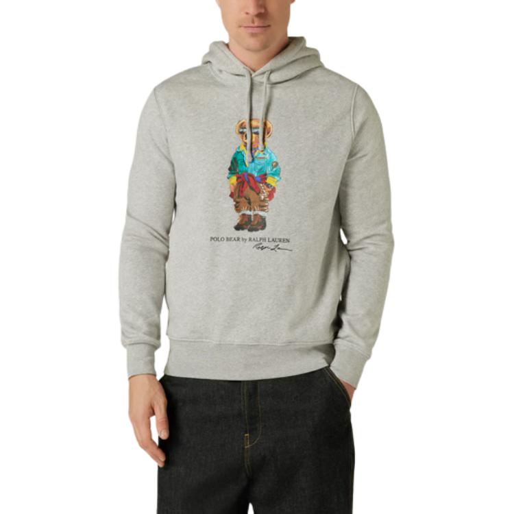 Polo Ralph Lauren Animal Pattern Hooded Long Sleeve Sweatshirt Men sweatshirt Gray 710853309-021