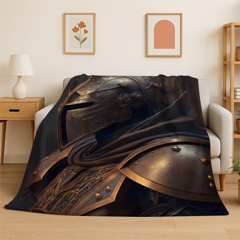 Templar Knight Dark Cavalier Crusaders Cartoon Flannel Blanket Soft Throw Blanket for Bedroom Living Room Bed Picnic Nap Cover