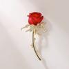 Floral Brooches Rose Brooch Pin Rose Brooch Pin Red Cubic Zirconia Floral Brooches  Womens Suit