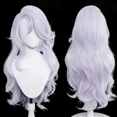 Peruka Cosplay Gojo Satoru dla kobiet Anime Długa Srebrno-Fioletowa Kręcona Odporna na Ciepło Włosy Syntetyczne Peruki na Imprezę Anime + Czepek na Perukę
