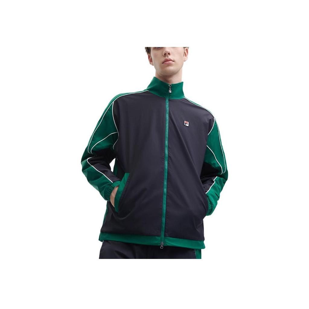 Fila Color Block Logo Zip Stand Collar Jacket Men Jacket Cats-Eye-Green F11M349703F-TQ