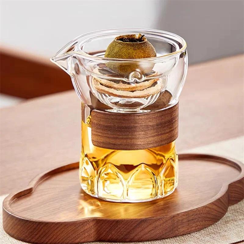 

Lotus Pattern Brewing Citrus Tea Glass Fair Cup 360 Rotation Poreless Filtration Tea Maker Chahai Pitcher Kung Fu Set 400ml чистый
