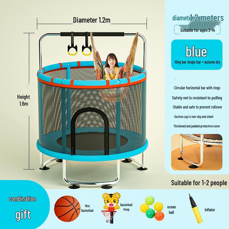Indoor Family Trampoline with Safety Net for Kids and Adults