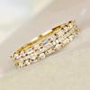 Ladies' Three Row Alternating Ring, Embellished with Synthetic Zircon, Elegant and Eye-catching Jewelry, Daily Wear, Anniversary Gift