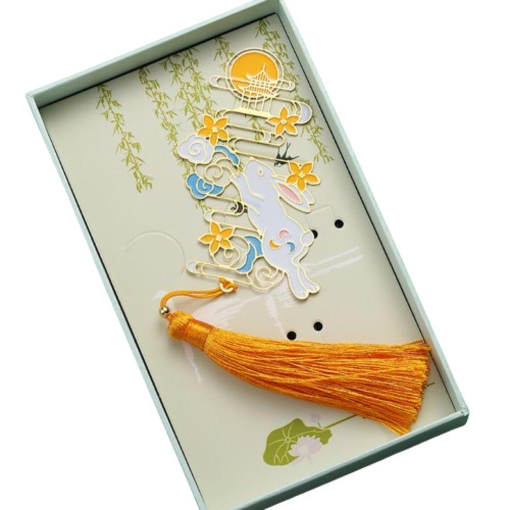 Zinc Zinc Alloy Moon Rabbit Book Clip Classical Book Page Marker Cute Chinese Style Bookmarks  Student