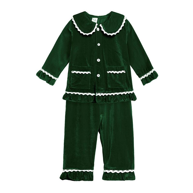 Children's Gold Velvet Pajamas - Autumn/Winter Homewear for Boys and Girls