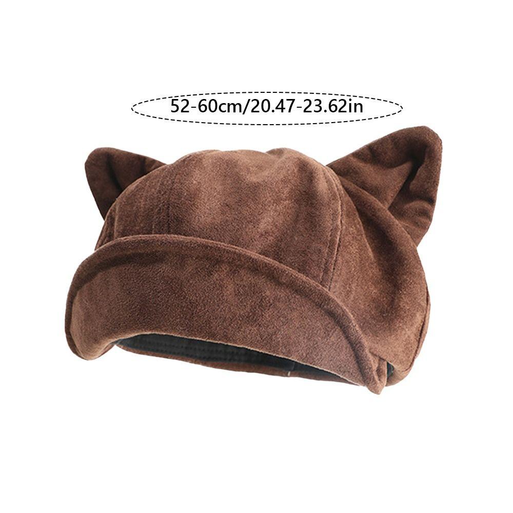 Trendy Cat Ear Beret Hat Suede Multicolor Octagonal Cap Versatile Keep Warm Newsboy Cap Autumn Winter