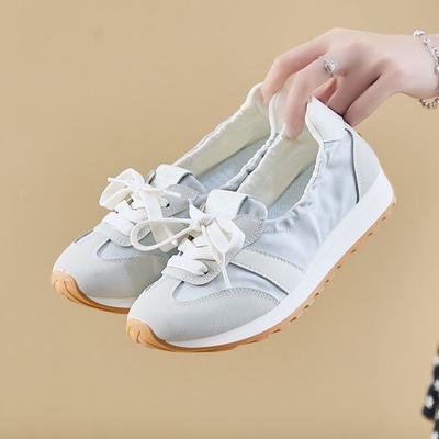 Summer Women's Shoes Fashion Trend Soft Sole One Pedal Lace-up Shallow Mouth Shoes Thin Breathable Little White Shoes