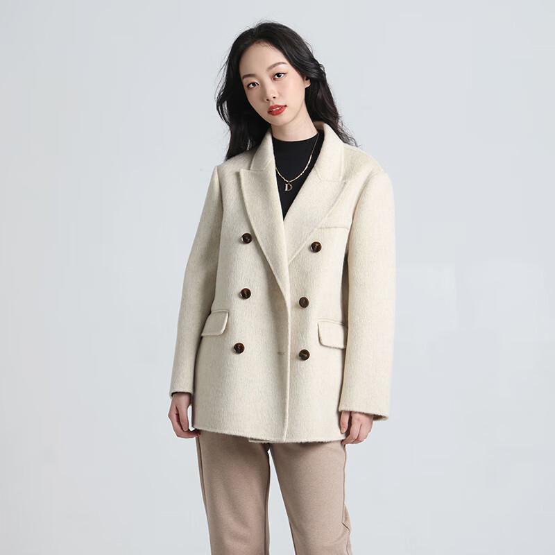 Yiliteng Damen Doppelseitiger Reiner Wollmantel