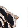 Brooch Pin Camellia Shape Elegant Exquisite Rhinestone Embellished Brooch for Women Clothes Silk Scarf Decoration GiftBlack 
