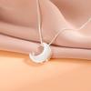 925 Silver Brushed Crescent Moon Pendant Necklace Simple Fashion Jewelry Gift for Women XL047