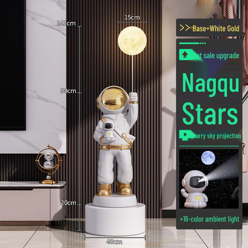 Large Astronaut Figurine with Starry Sky Light – Floor-Standing Decoration for Living Room or TV Cabinet, Perfect Housewarming Gift.