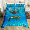 Sea Animals Duvet Cover Set Turtle Print Bedding Sets Queen Size 3D Gorgeous Luxury Comforter Cover Set Marine Life Quilt Cover