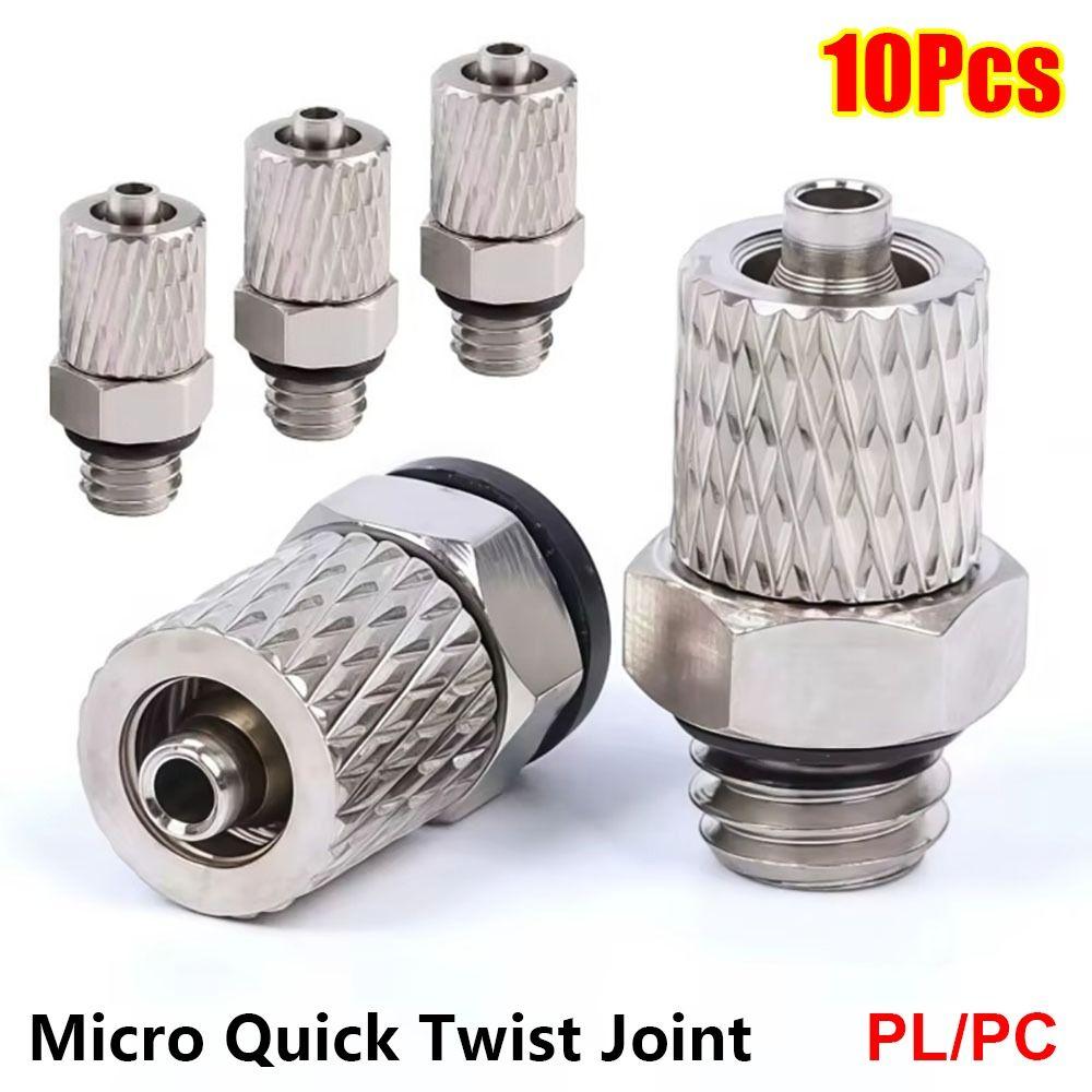 10Pcs Male Thread Micro Quick Twist Joint 3mm 4mm 6mm OD PL/PC Air Tube Connector Brass M3 M4 M5 M6 Quick Fitting Fast Joint