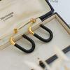 Retro U-Shaped Geometric Enamel Earrings - Non-fading 18K Gold Titanium Steel