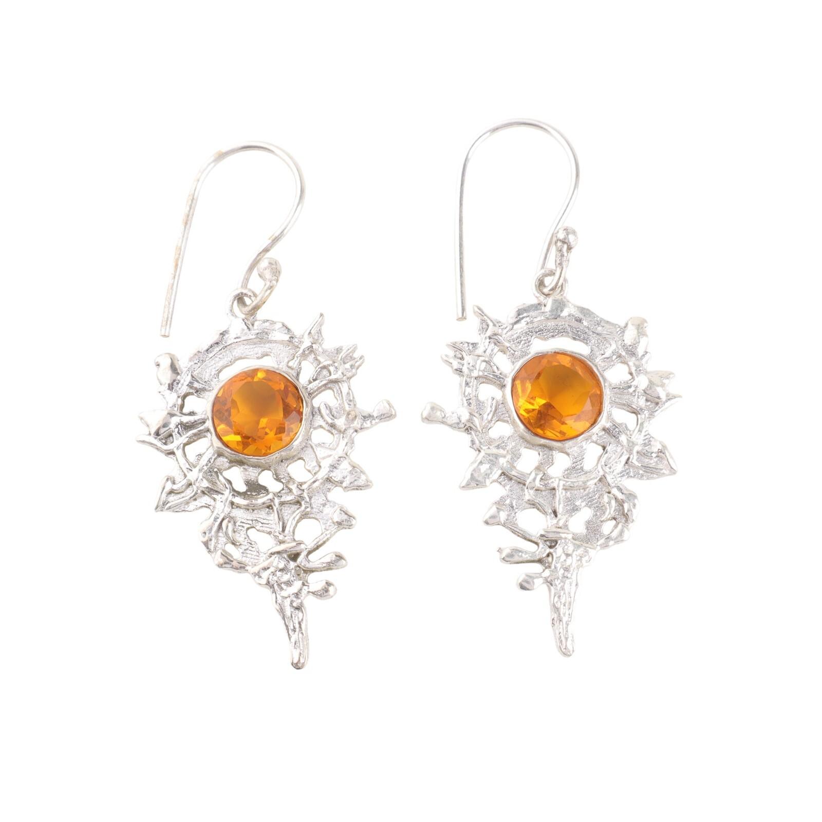 

Серьги ручной работы из стерлингового серебра 925 пробы с цитрином, антикварные, 2,2 дюйма, для женщин CE-16-1