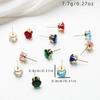 Boxed 6 Pairs Colorful Zircon Stud Earrings Set Simple Exquisite Luxury For Women Bridal Wedding Jewelry Unique Gift