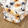 Infant Baby Girls 2 Pieces Outfits, Floral Print Boat-Neck Off-Shoulder Short Sleeve Rompers + Flare Pants Set