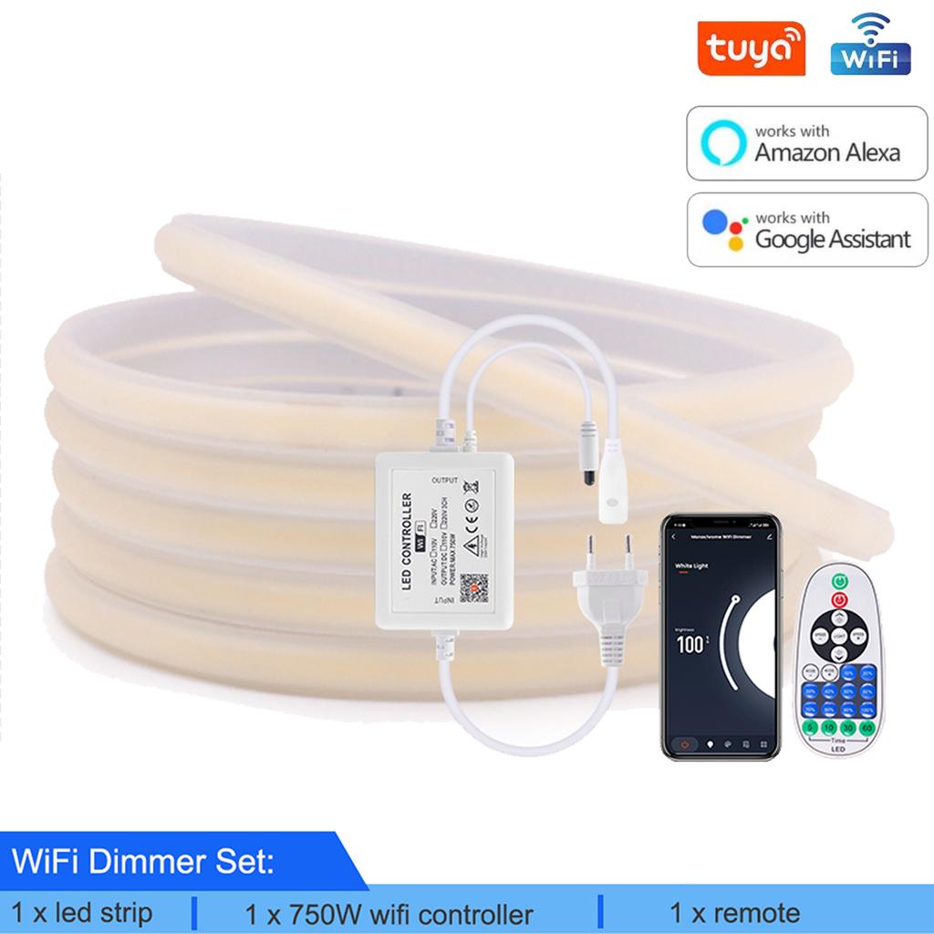 Dimmable COB LED Strip Light 220V 288LEDs/m Smart Tuya WiFi LED Tape Bluetooth COB LED Lights Waterproof Linear Lighting Decor