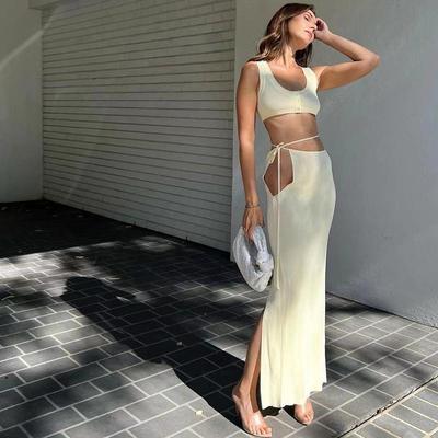 Women Sexy Backless Co-ord Sets Party Club Elegant Button Up Top and Skirt 2 Piece Set Bandage Dress Sets