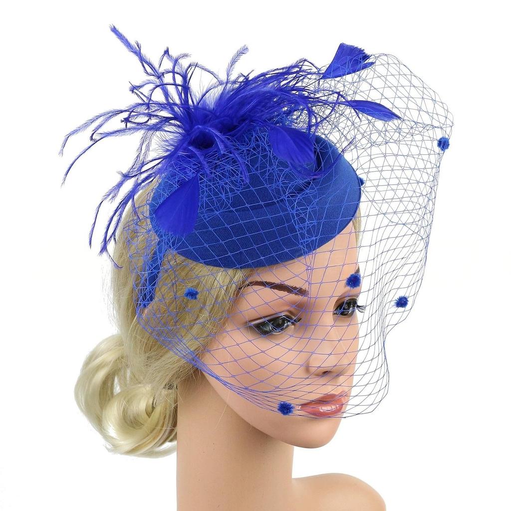 Bridal Wedding Veil Hair Accessories Sinamay Loop Veil Feather Fascinator Formal Hat Kentucky Derby Church Headpiece