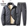 Woodpecker Men's Thickened Lamb Wool Suit: Autumn/Winter Plus Velvet Warm Jacket & Casual Long Pants