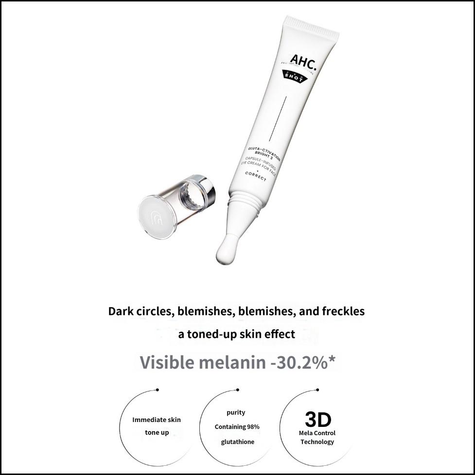 AHC Pro Shot Gluta Aktivierung Bright 3 Kapsel Infundierte Augencreme 30ml – Aufhellende Duale Augen- & Gesichtscreme