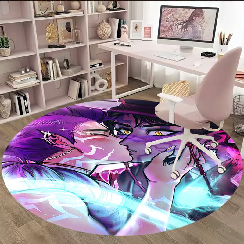 1pc KPop Demon Hunters RUMI8 Print Round Carpet Chair Round Carpet Suitable for Bedroom Living Room Home Decorative Carpet