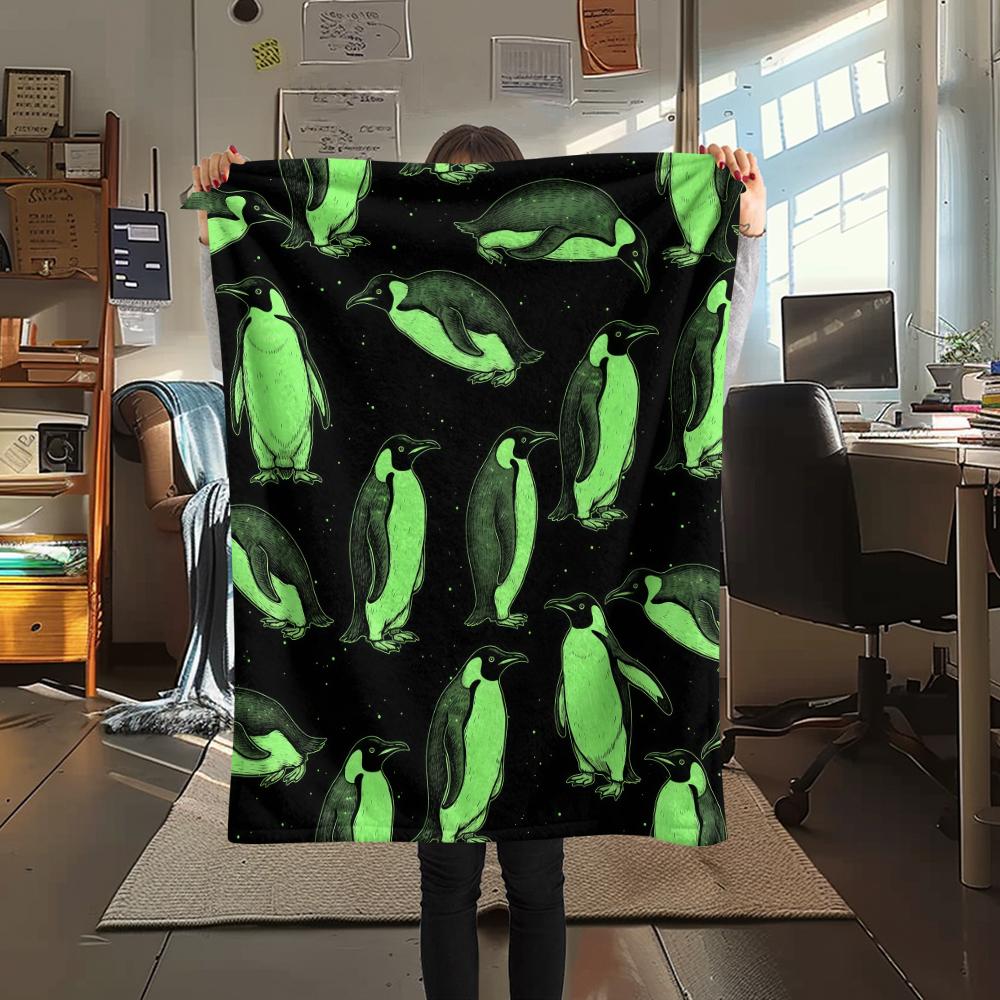 

Green dog crocodile penguin Print Flannel Blanket,High quality Comfortable for All Seasons,Home Decor,Warmth and Comfort,Perfect for Christmas Gifts 80cm x 120cm