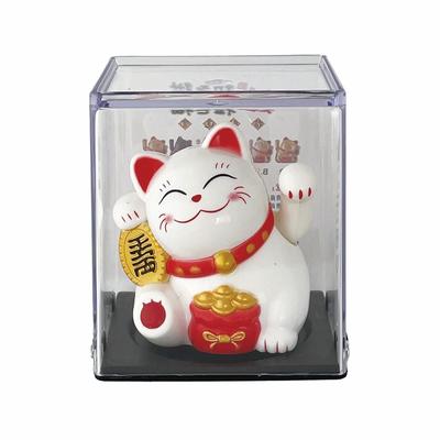 Santos Solar-Powered Lucky Cat, White, SA-549-01
