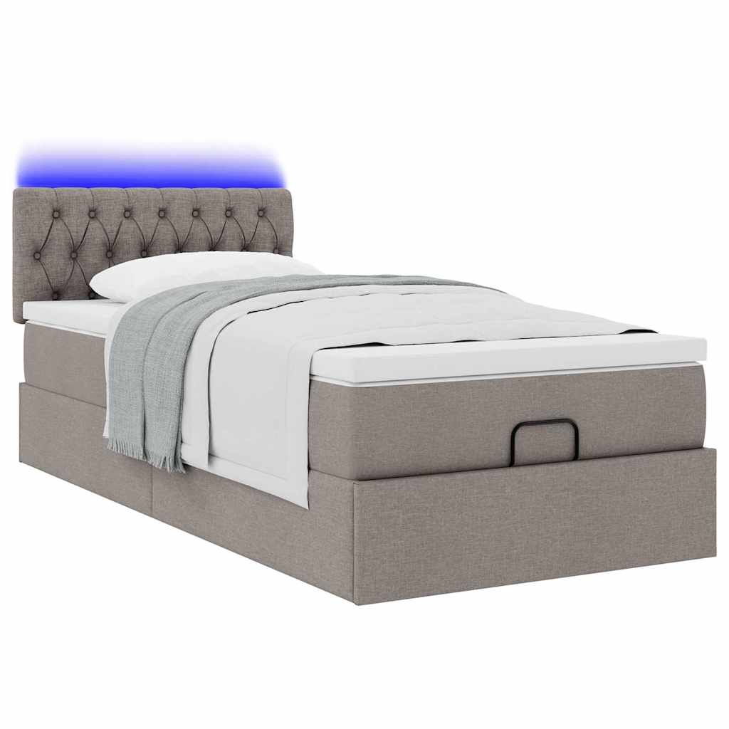Ottoman Bed with Mattress & LEDs Taupe 80x200 Cm Fabric