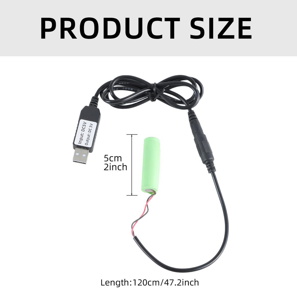 120CM USB To 3V LR6 AA Battery Substitute Cable USB Power Converters for Continuous Power In Electronics Devices