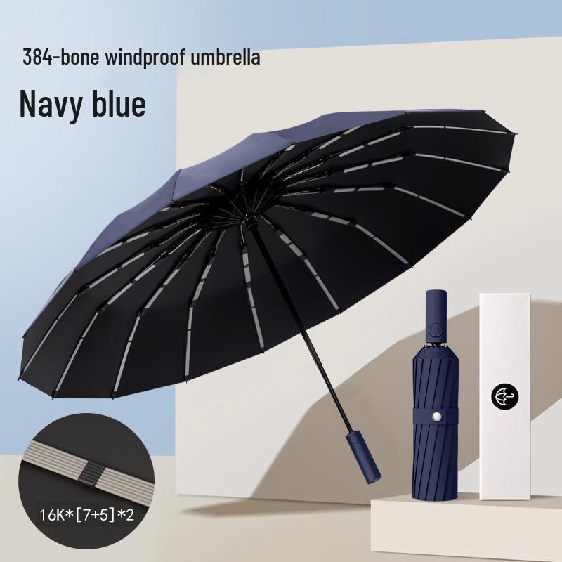 384 Rib Windproof Folding Umbrella - Large, Reinforced & UV Protective for Men & Women