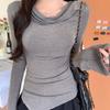 Irregular Slanted Shoulder Pullover Slim Fit T Shirts Women Y2k Fashion Long Sleeve T-shirt  Spring