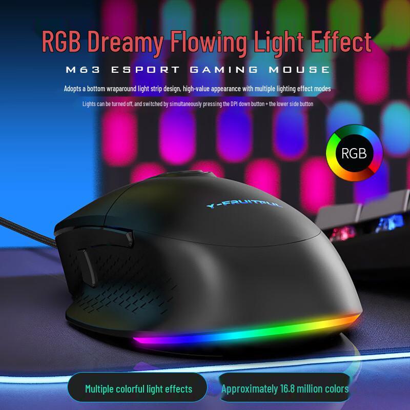 Y-FRUITFUL M63 Wired RGB Gaming Mouse