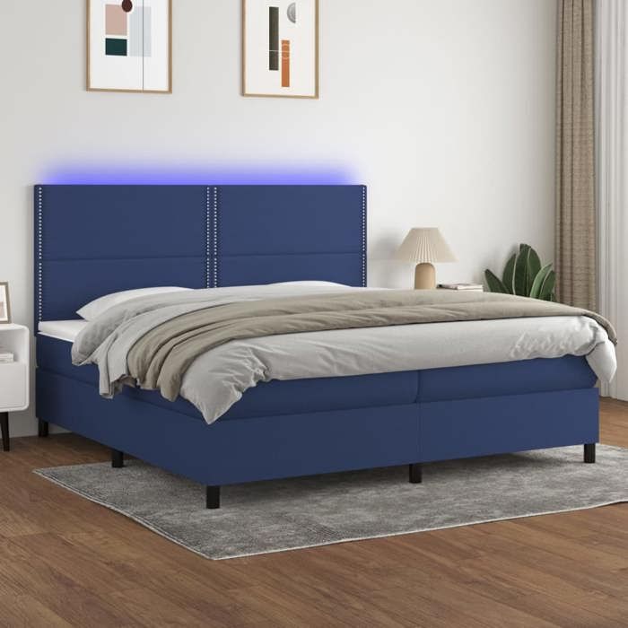 VidaXL Sommier à Lattes de Lit avec Matelas et LED, Lit Rembourré avec Tête de Lit, Lit Double, Lit Adulte de Chambre, 3134827