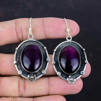Purple Fire Labradorite Earring Gemstone Earrings 925 Sterling Silver Earrings Handmade Jewelry Unique Earring Gift For Her Oxidized Jewelry