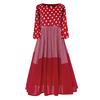 Women Vintage  Wave Point Print Dress Long Sleeves  Maxi Dress