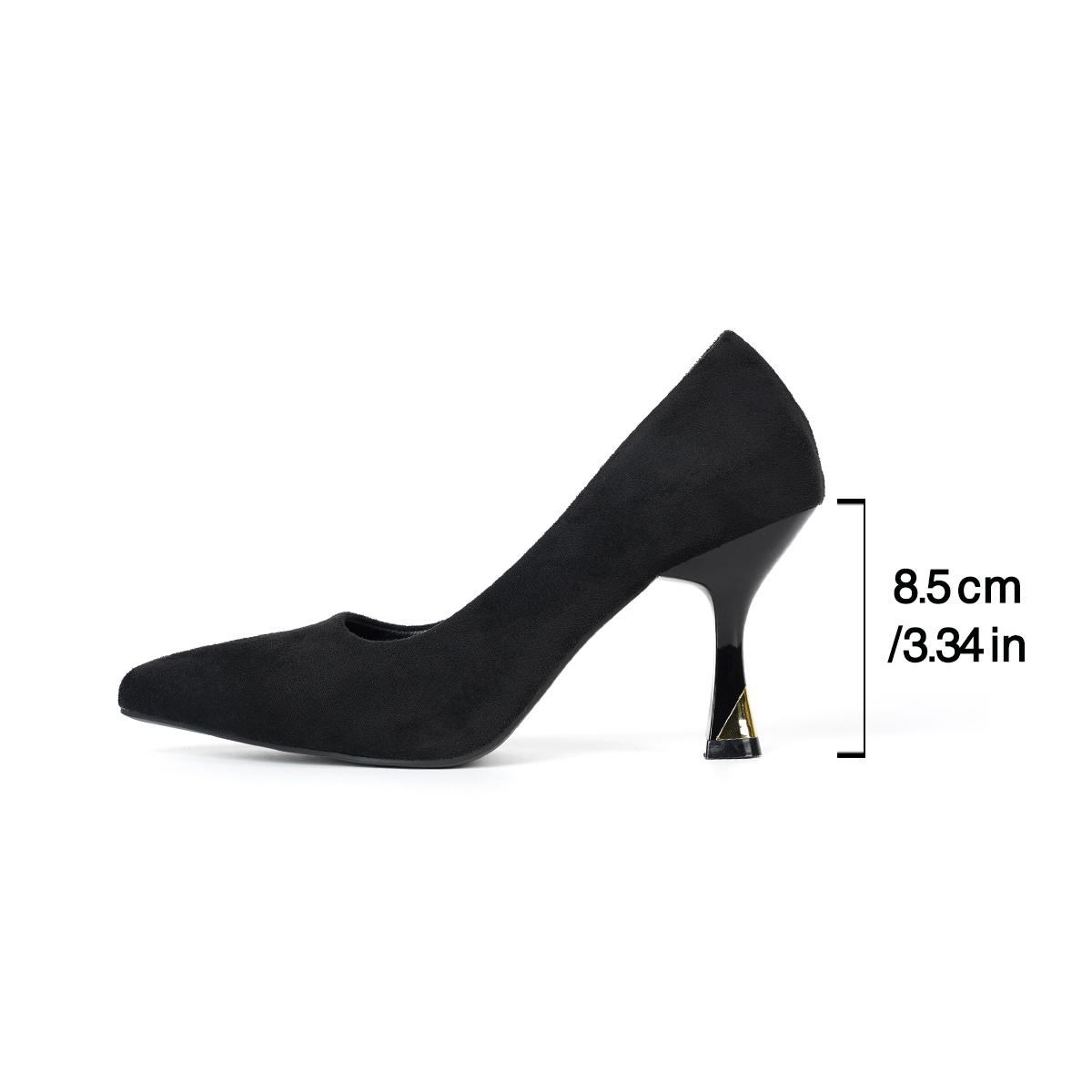 

Suede Slip-on High Heels Spring and Autumn New Pointed Toe Shallow Mouth Non-Tired Foot Single Shoes 35 чёрный