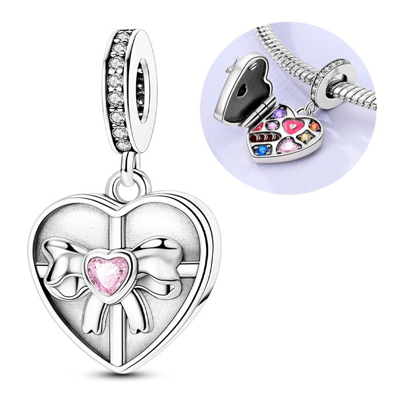 Original 925 Silver Charms Openable Matryoshka Dolls Suitcase Fit Bracelet Diy Fine Jewelry
