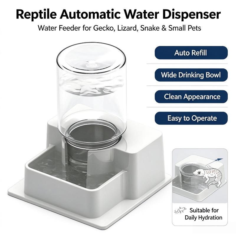 1Pcs Automatic Reptile Bowl Automatic Reptile Feeder Tortoise Water Dish Gecko Drink Dispenser For Lizard Chameleon Snake