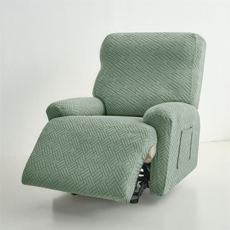 4Pcs/Set Stretch Armchair Slipcover Split Jacquard Recliner Sofa Cover Relax Couch Protector With Storage Pocket For Living Room