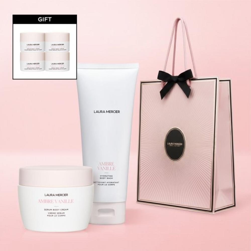 Laura Mercier Serum Body Cream + Body Wash 200ml + Free Hand Cream AMBER VANILLA/AMBER VANILLA