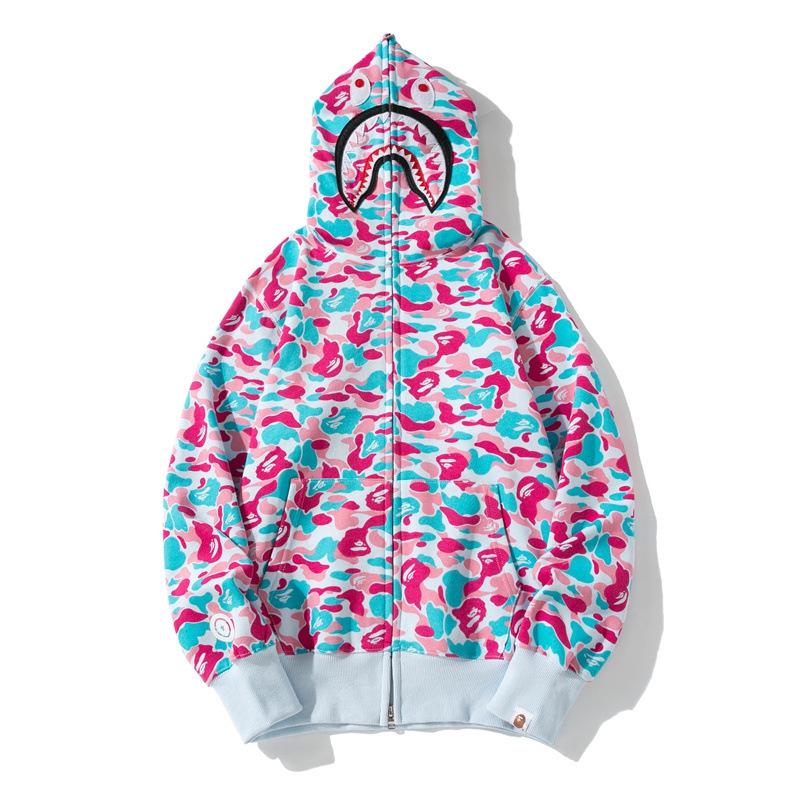 Japanese Trendy Multi-color Camouflage Shark Hoodie - Miami City Edition for Youth