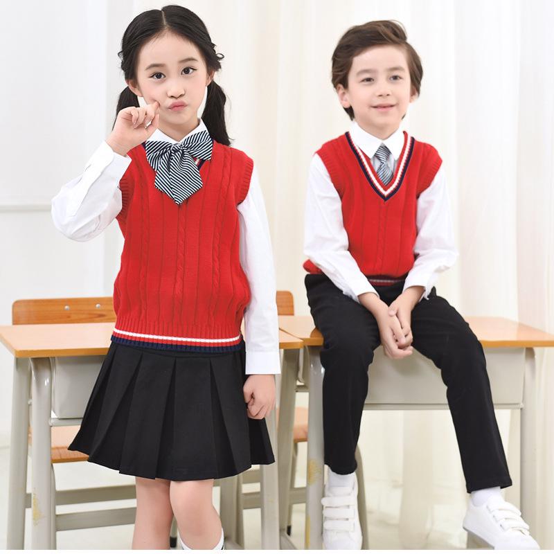 Kids' Cotton Knitted Sweater Vest for Boys & Girls - Autumn/Winter School Uniform
