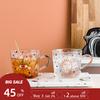 500ml Abstract Creative Sun Eye Pattern Glass Mug with Handle Breakfast Coffee Mug Juice And Tea Cups with Scale