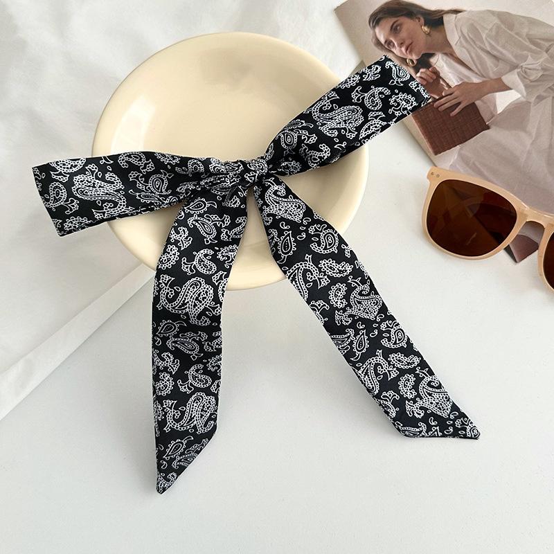 Long silk scarf new niche fashion versatile plaid leopard print neck scarf headscarf headband hair tie decorative belt